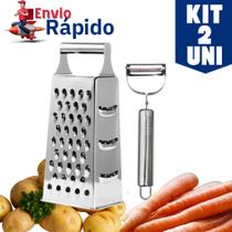 Kit 2 Utensílios de Cozinha Inox Descascador de Legumes Ralador Multiuso Kit 2 Utensílios de Cozinha Inox Descascador de Legumes Ralador Multiuso