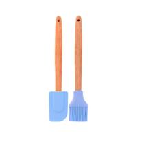 Kit 2 utensílios em silicone pincel e espátula azul