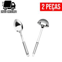 Kit 2 Utensílios para Cozinha Aço Inoxidável Colher de Arroz e Concha de Feijão