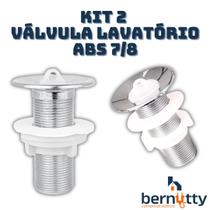 Kit 2 Válvula Lavatório Banheiro Tanque Simples ABS Cromada 7/8
