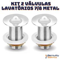 Kit 2 Válvula Lavatório Banheiro Tanque Simples Metal Cromada 7/8