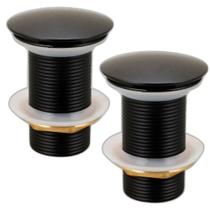 Kit 2 Valvula Lavatorio Pia Banheiro Click 1 1/4 Inox Preto