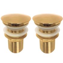 kit 2 Valvula Lavatorio Pia Banheiro Click 11/4 Inox Dourada