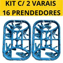 Kit 2 Varais AZUL Calcinha Cueca Meias Com 16 prendedores Cores Sortidas