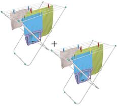 Kit 2 Varais De Chão Napole Aço Branco Retrátil 10kg Secalux Kit 2 Varais De Chão Napole Aço Branco Retrátil 10kg Secalux
