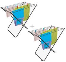 Kit 2 Varais De Chão Napoles Aço Preto Retrátil 10kg Secalux SEM ABAS Kit 2 Varais De Chão Napoles Aço Preto Retrátil 10kg Secalux SEM ABAS