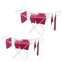 Kit 2 Varal Chão Com Abas 174x95cm Aço Dobrável Roupa Apartamento Lavanderia - Mor