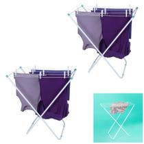 Kit 2 Varal De Chão 79x42cm Aço Roupas Dobrável Apartamento Slim - 6104 Mor Kit 2 Varal De Chão 79x42cm Aço Roupas Dobrável Apartamento Slim - 6104 Mor