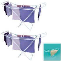 Kit 2 Varal De Chão Com Abas 144x50cm Aço Roupas Dobrável Apartamento Slim - 6105 Mor Kit 2 Varal De Chão Com Abas 144x50cm Aço Roupas Dobrável Apartamento Slim - 6105 Mor