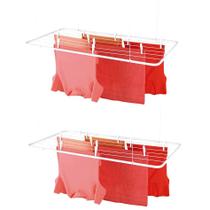 kit 2 Varal De Teto 120x56cm Aço Pendurar Roupas Suspenso Apartamento - 6007 Mor