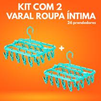 Kit 2 Varal Roupa Íntima com 26 Prendedores Resistente
