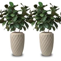 Kit 2 Vaso de Planta Luxo 40 litros Diamante Alto Resistente cor Areia Plastico Grande Jardim Kit 2 Vaso de Planta Luxo 40 litros Diamante Alto Resistente cor Areia Plastico Grande Jardim