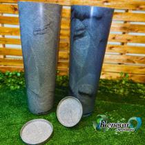 Kit 2 Vaso De Plantas Cone Com Prato Coluna Ibiza Decorativo