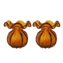 Kit 2 Vaso de Vidro Murano Flor Plantas Arranjos Âmbar Trouxinha 10x11cm Lemis