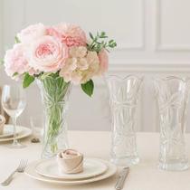 Kit 2 Vaso Decorativo 17cm em Vidro Lapidado Elegante Resistente Sortido Kit 2 Vaso Decorativo 17cm em Vidro Lapidado Elegante Resistente Sortido