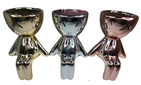 Kit 2 Vaso Decorativo Robert Plant Sentado Prata Dourado Ou Rose