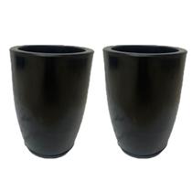 Kit 2 Vaso Para Plantas Coluna Liso Preto Polietileno Premium 30cm X 26cm X 17cm Mato Verde