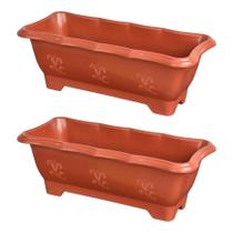 Kit 2 Vaso Plástico De Flor Jardineira Médio Terracota