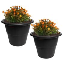 Kit 2 Vaso Redondo Grande Para Flores Plantas Jardim Plástico Preto - AMZ Kit 2 Vaso Redondo Grande Para Flores Plantas Jardim Plástico Preto - AMZ