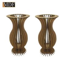 Kit 2 Vaso Retrô Design Moderno 40x20 Mdf Madeira Kit 2 Vaso Retrô Design Moderno 40x20 Mdf Madeira
