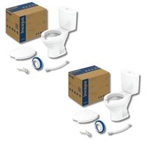 Kit 2 Vaso Sanitário com Caixa Acoplada e Assento com Abertura Acesso Incepa Branco/Brilhante Kit 2 Vaso Sanitário com Caixa Acoplada e Assento com Abertura Acesso Incepa Branco/Brilhante