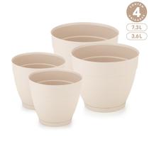 Kit 2 Vasos 7,3L e 2 Vasos 3,6L com Prato Anti-Dengue Plástico Interno Externo Diversas Cores