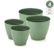 Kit 2 Vasos 7,3L e 2 Vasos 3,6L com Prato Anti-Dengue Plástico Interno Externo Diversas Cores Kit 2 Vasos 7,3L e 2 Vasos 3,6L com Prato Anti-Dengue Plástico Interno Externo Diversas Cores