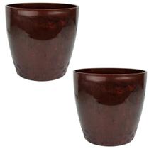 Kit 2 Vasos Cachepo De Mesa Redondo 19x19cm Grande Cores Modernas