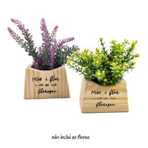 Kit 2 Vasos Cachepôs Pinus com Gravação Mãe é Amor” Presente Dia das Mães Artesanal