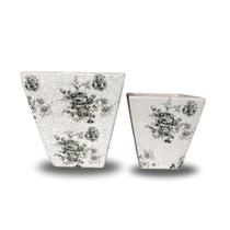 Kit 2 Vasos Cachepot em Cerâmica Craqueado Vintage Kit 2 Vasos Cachepot em Cerâmica Craqueado Vintage
