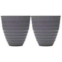 Kit 2 Vasos Cachepot para Flores Plantas 15x7cm Plástico Lyor Névoa Cinza Decoração Kit 2 Vasos Cachepot para Flores Plantas 15x7cm Plástico Lyor Névoa Cinza Decoração