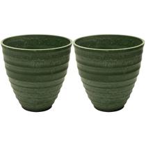 Kit 2 Vasos Cachepot para Plantas Verde Plástico Névoa Lyor 15x7cm Decorativo Jardim Kit 2 Vasos Cachepot para Plantas Verde Plástico Névoa Lyor 15x7cm Decorativo Jardim