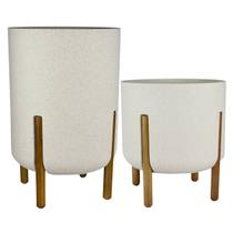 KIT 2 Vasos Cilíndricos Decore 33 e 34 (Cor Off-White) JAPI