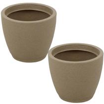Kit 2 Vasos com Prato Granito Areia 24cm Tramontina Floreira de Mesa Flores Folhagens Kit 2 Vasos com Prato Granito Areia 24cm Tramontina Floreira de Mesa Flores Folhagens