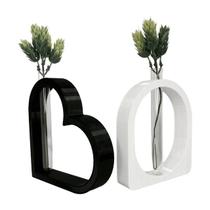 Kit 2 Vasos Coração e Arco com Tubo de Vidro Hidropônico