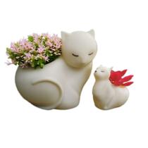Kit 2 Vasos Criativo Gato Gatinho Decorativo Para Suculentas Kit 2 Vasos Criativo Gato Gatinho Decorativo Para Suculentas