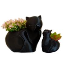 Kit 2 Vasos Criativo Gato Gatinho Decorativo Para Suculentas