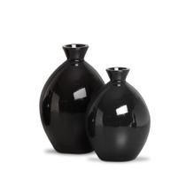 Kit 2 Vasos de Cerâmica Decoração modelo marajó P e G Preto