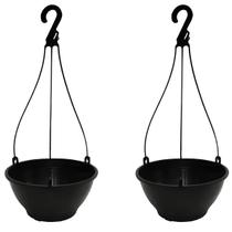 Kit 2 Vasos De Pendurar Para Planta Cuia 21cm Preto Suspenso Ou Mesa Kit 2 Vasos De Pendurar Para Planta Cuia 21cm Preto Suspenso Ou Mesa