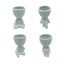 Kit 2 Vasos Decorativos Brancos Robert Plant Bbb - Bob