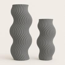 Kit 2 Vasos Decorativos Ondulado Elegante Sofisticado