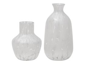 Kit 2 Vasos Decorativos Redondos Estilizados Marmorizados Em Vidro