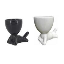 Kit 2 Vasos Decorativos Robert Plant Deitado Preto/Branco Kit 2 Vasos Decorativos Robert Plant Deitado Preto/Branco