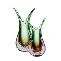 Kit 2 Vasos Escultura Vidro Murano Lioni Artesanal Grande Kit 2 Vasos Escultura Vidro Murano Lioni Artesanal Grande