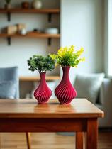 Kit 2 Vasos Espiral Decorativos Modernos para Flores Artificiais, ideal para Decoração de Sala, Quar