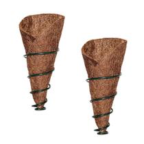 Kit 2 Vasos Fibra De Coco Com Suporte De Ferro Para Orquídea