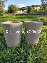 kit 2 vasos para planta natural e artificial decoração em plastico polietileno 40x33