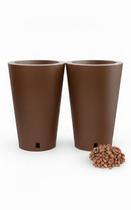 Kit 2 Vasos Para Plantas Petra Conico C/Prato + Argila Expandida Cor:Cimento Marmorizado Kit 2 Vasos Para Plantas Petra Conico C/Prato + Argila Expandida Cor:Cimento Marmorizado