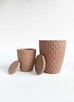 Kit 2 Vasos Polietileno Coluna Berlian Gold 3D Cor:Marrom