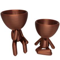 Kit 2 Vasos Sentados Suculentas Robert Plant Decoração Decorativo Bronze